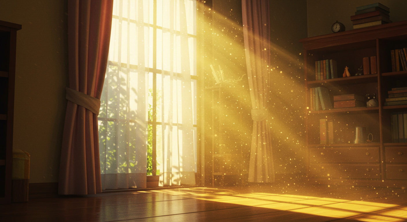 Jogo de luz natural através de diferentes materiais criando efeitos visuais e emocionais